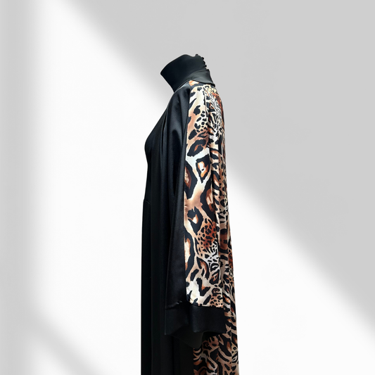 Leopar Sırt Detaylı Ferace Abaya