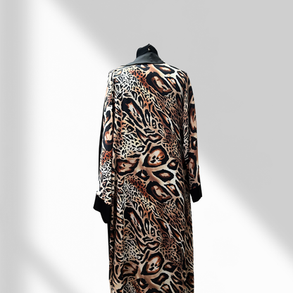 Leopar Sırt Detaylı Ferace Abaya