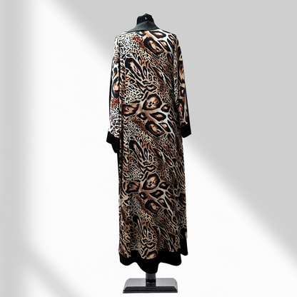 Leopar Sırt Detaylı Ferace Abaya